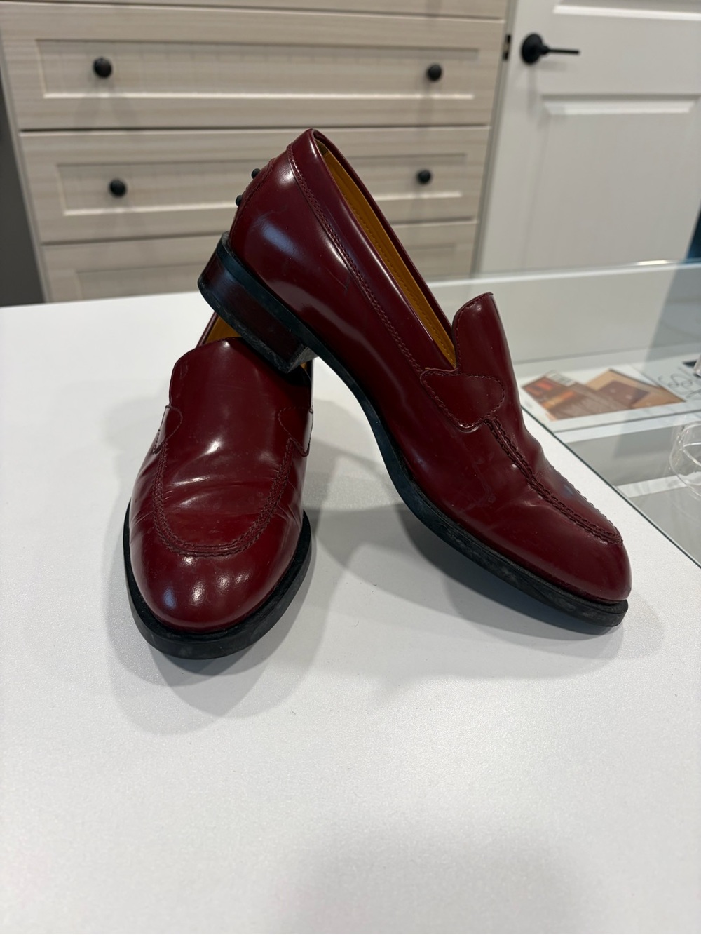 Tod’s  Burgundy Leather Slip-On Loafers